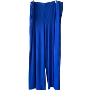 Bob Mackie New w Tag Cobalt Blue Slinky Knit Wide Leg Pullon Pants Sz L